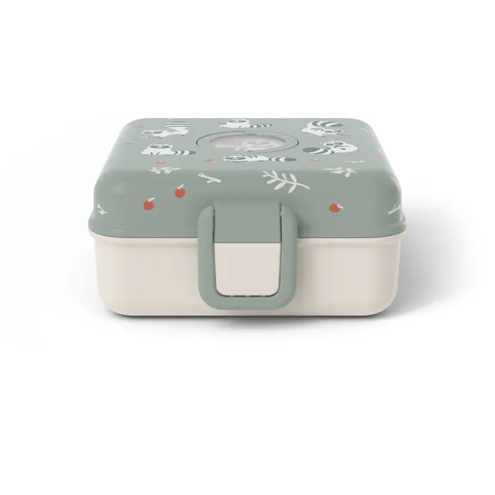 Monbento - Snacky Raccoon - Boîte à sandwich enfant 850 ml - sans BPA - lunch box avec couverts (fourchette, cuillère) et compartiment amovible