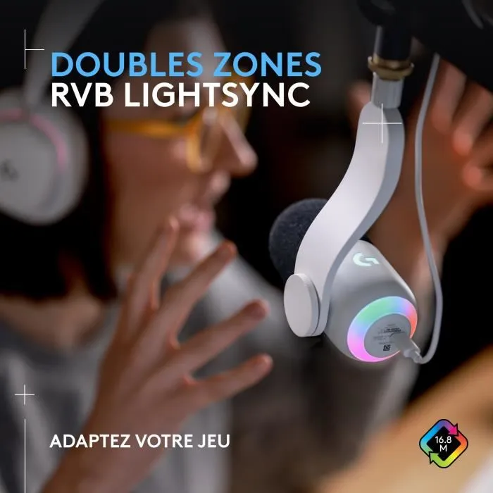 Logitech G LOG1712796682120 Microphone pour jeux RGB avec technologie LIGHTSYNC, capsule dynamique personnalisée, logiciel avancé 2