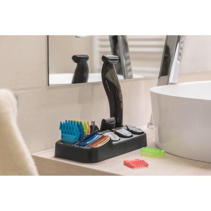 Sencor Tondeuse à Cheveux SHP 7411BK - Tondeuse Barbe et Corps Homme - Rechargeable via USB - 12 Accessoires et Lames en Nitrure de Titane - Noir