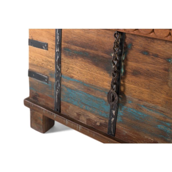 GINER Y COLOMER - Banc coffre en bois recyclé avec ouverture supérieure et détails métalliques - Style industriel authentique - Dimensions intérieures 34x62x29 cm 3