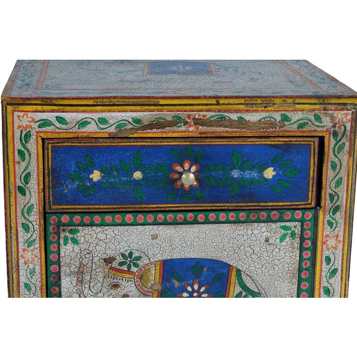 GINER Y COLOMER - Table de nuit en bois de manguier multicolore, 1 porte et 1 tiroir, peinture à la main, 60x46x34 cm 5 GINER Y COLOMER - Table de nuit en bois de manguier multicolore, 1 porte et 1 tiroir, peinture à la main, 60x46x34 cm 5