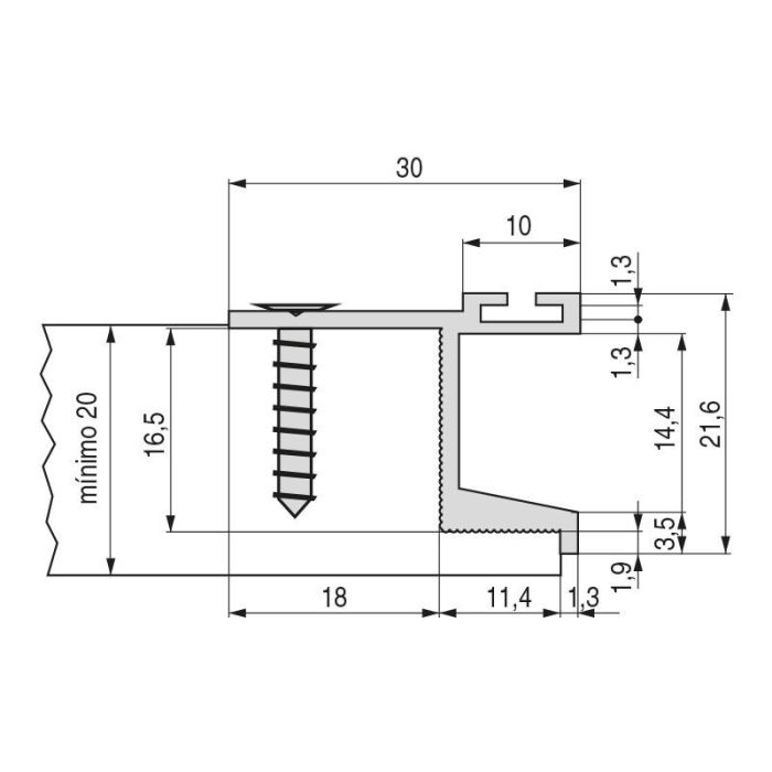 Perfil Tirador Aluminio Calas 30B 2,60 Efecto Inox Herrajes Alk (Set de 6) 1