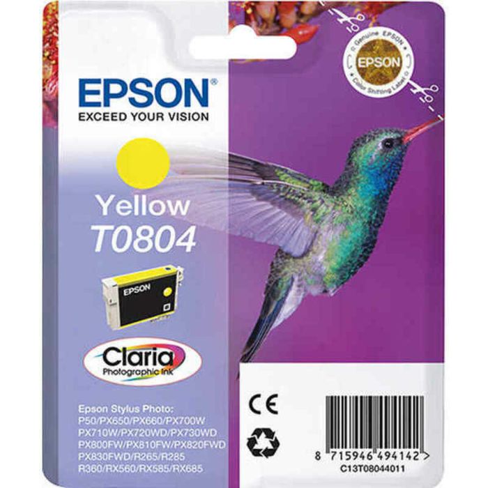 Epson T0804 Cartouche d'encre jaune Colibri compatible Stylus Photo PX650/PX710W/PX810FW/PX720WD/PX820FWD/PX730WD/PX830FWD