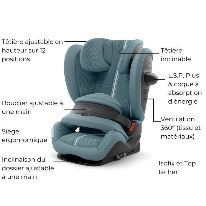 Siege auto Pallas G i-size Cybex Gold 76 a 150 cm - 9 a 50 kg - 15 mois a 12 ans - Stormy Blue Light Blue (Plus) 1