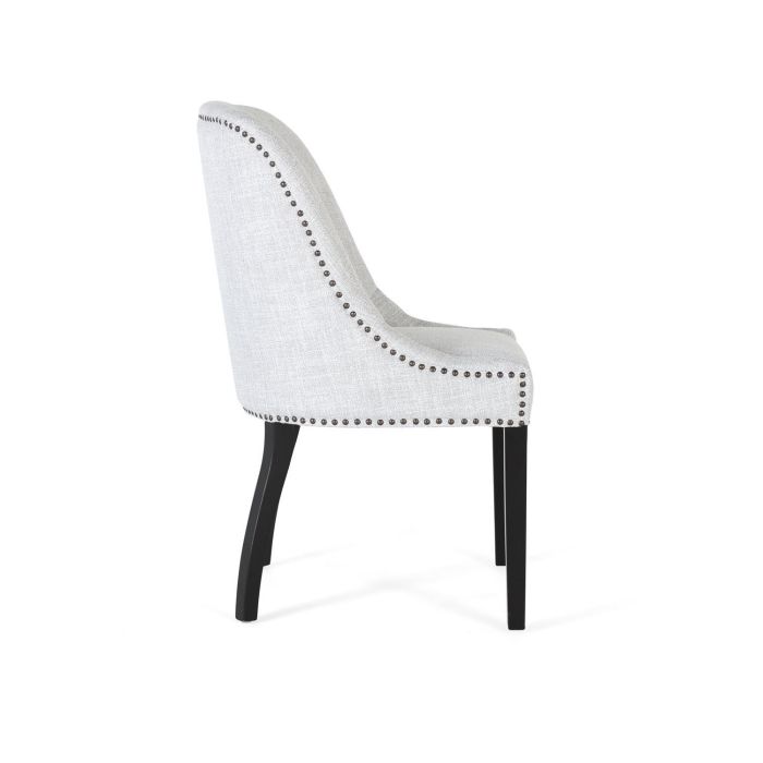 GINER Y COLOMER Lot de 2 chaises rembourrées en tissu gris avec assise 43x46 cm, dossier 50 cm et pieds en bois noir - Confort et design contemporain 2