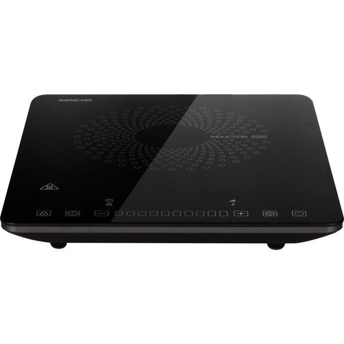 Sencor Plaque de cuisson à induction SCP 3701BK - 1 foyer 2000W - Cuisson efficace - Commandes tactiles - Surface en verre céramique - Minuteur 180 min - Noir