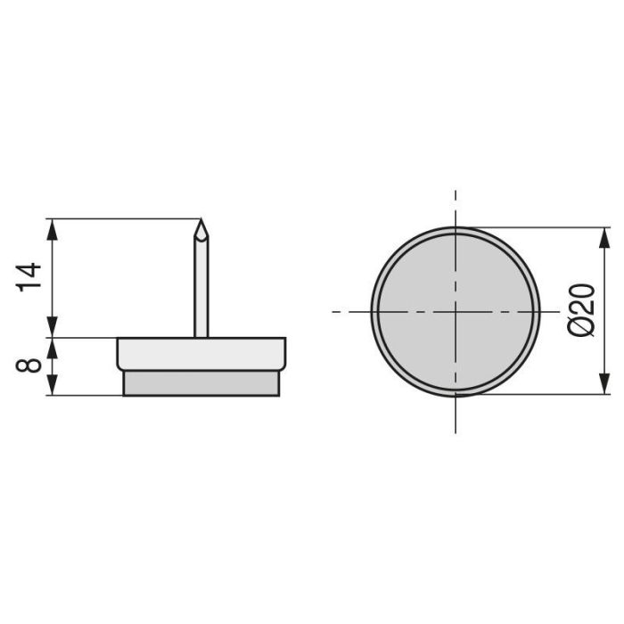 Quitarruido Fieltro Con Clavo Marron Diam.20Mm Herrajes Alk (Set de 200) 1