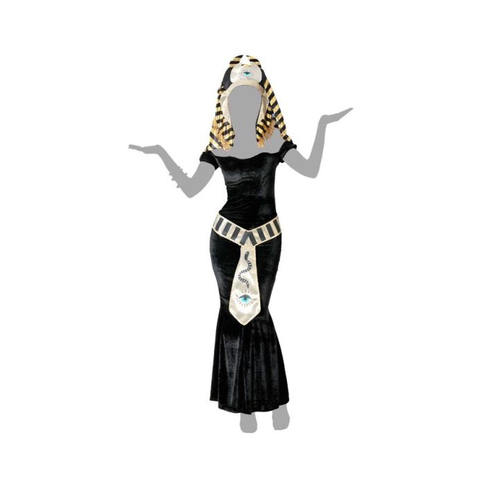 Costume Égyptien Femme Adulte Noir - Déguisement pour Fête et Carnaval avec Robe, Ceinture et Tête