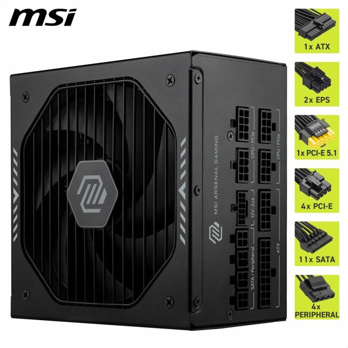 Bloc d’Alimentation MSI 306-7ZP1B21-CE0 1000 W 80 Plus Gold ATX 3