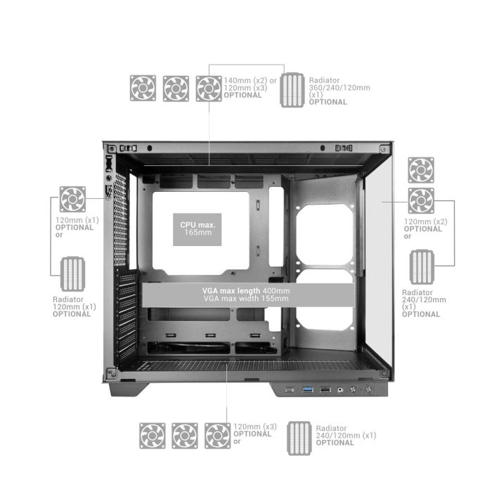 Boîtier ATX semi-tour Mars Gaming MCMIRAGEW Blanc 4 Boîtier ATX semi-tour Mars Gaming MCMIRAGEW Blanc 4