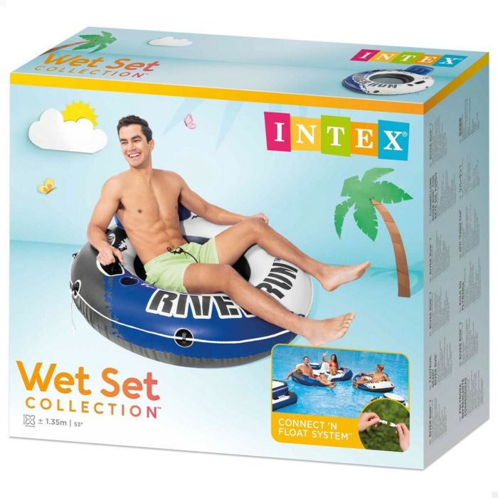 Fauteuil de piscine gonflable Intex River Run Bleu Blanc 135 x 13,5 cm (6 Unités) 1