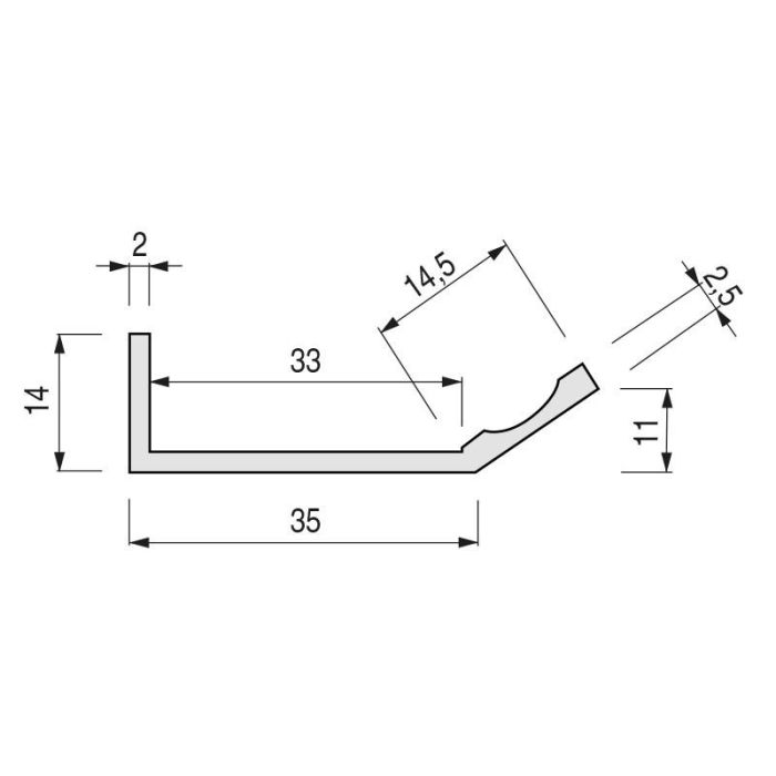 Perfil Tirador Aluminio Capri 2,70 Negro Madera  P/Madera, Espesor Max. 30-32Mm. Trentadue (Set de 2) 2