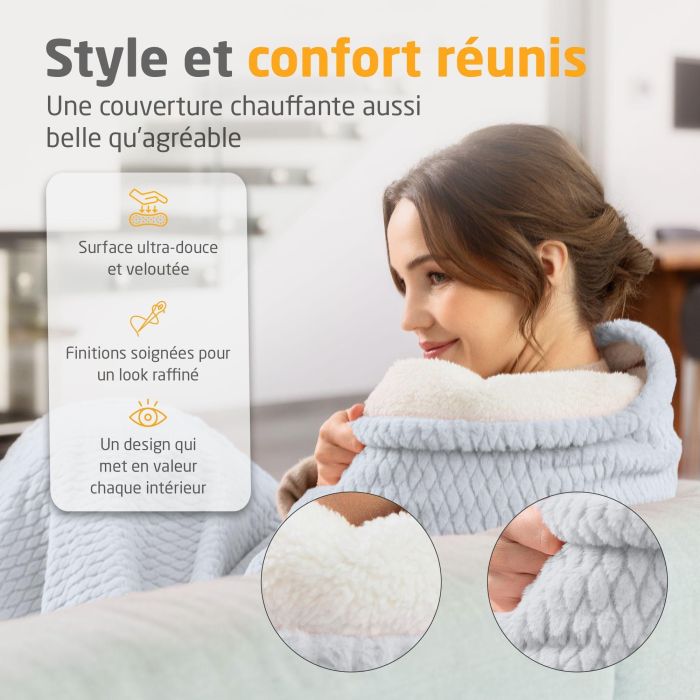Couverture chauffante reversible - MEDISANA - HB 416 - 120 W - 9 réglages - 180 x 130 cm - Gris 4
