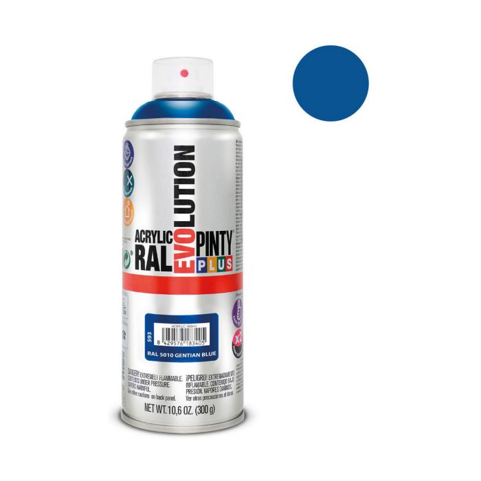 Peinture en spray Pintyplus Evolution RAL 5010 400 ml Gentian Blue 1