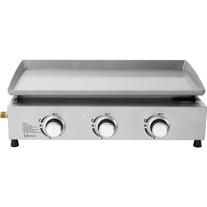 Cookingbox Faro - Plancha à gaz 3 brûleurs 7.5 kW - Surface de cuisson inox 61x35 cm - Pour repas en extérieur de 8 à 10 personnes