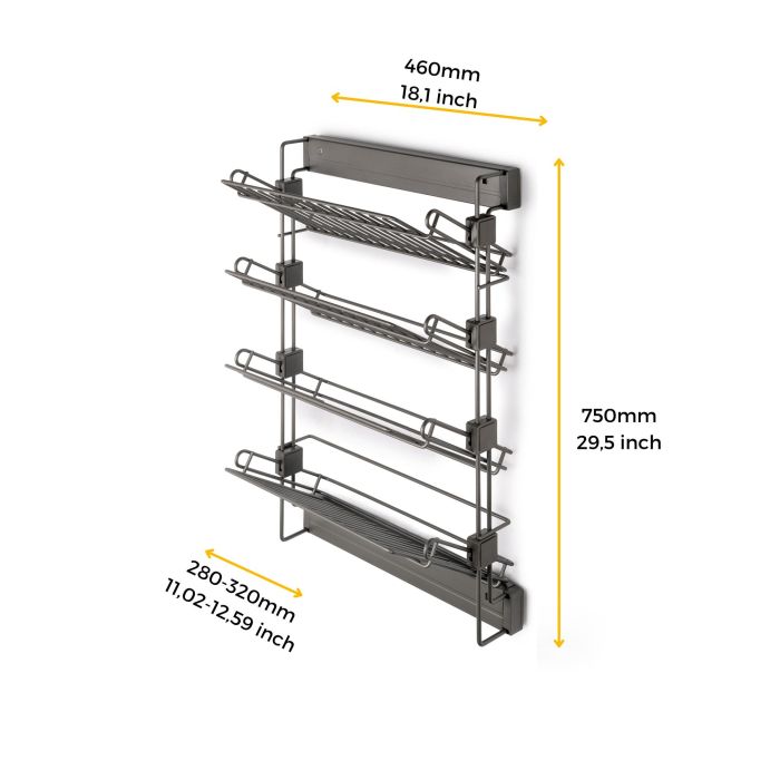 Emuca Porte-chaussures latéral coulissant pour placards et dressing Quartz, Droite, Acier, Titane 6
