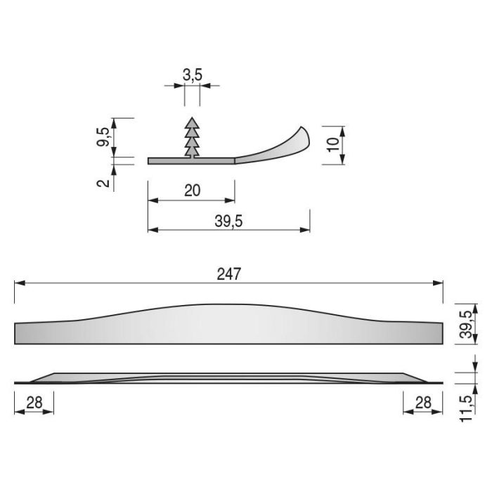 Tirador Embutir Aluminio Modelo Forma Largo 247 Viefe 1