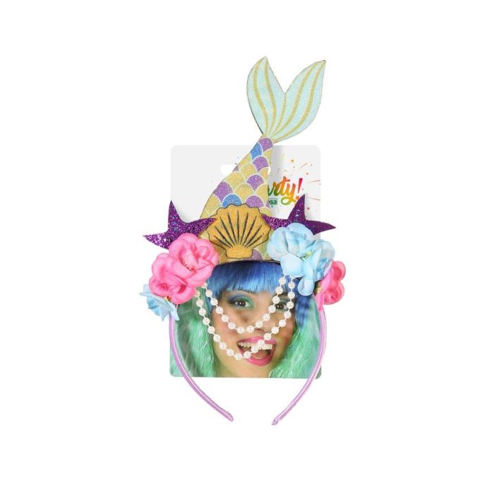 Diadème tête de sirène avec décor floral pour déguisement de fée ou princesse aquatique, costume de fantasy