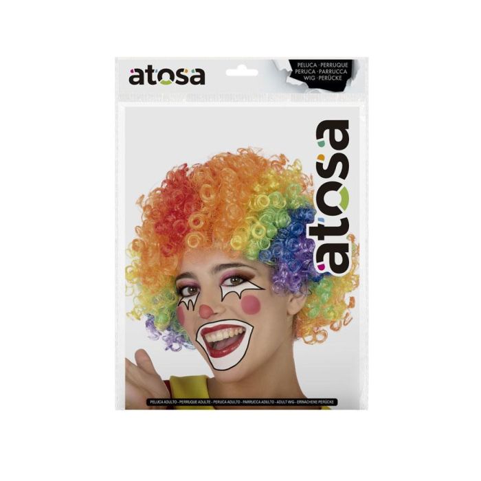 Perruque bouclée multicolore pour clown 60 grammes - Idéale pour fêtes et animations enfants