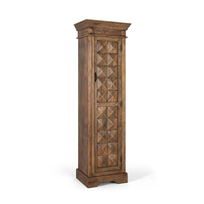 GINER Y COLOMER - Buffet bar en bois de manguier avec porte à motif pointe de diamante - Intérieur à étagères et casier à bouteilles - Finition noyer (Dimensions Porte: 148x35cm) 2