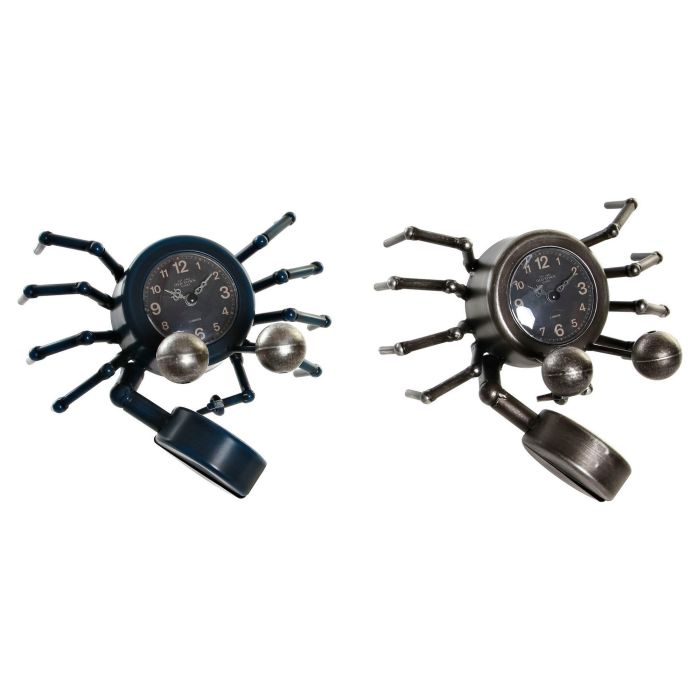 Horloge de table DKD Home Decor Bleu Argenté Animal Vintage Crabe (2 Unités)
