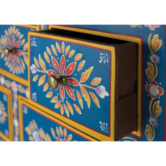 GINER Y COLOMER Buffet haut 122 cm en bois de manguier et MDF avec 7 tiroirs et 2 portes, peint à la main - Multicolore 4 GINER Y COLOMER Buffet haut 122 cm en bois de manguier et MDF avec 7 tiroirs et 2 portes, peint à la main - Multicolore 4