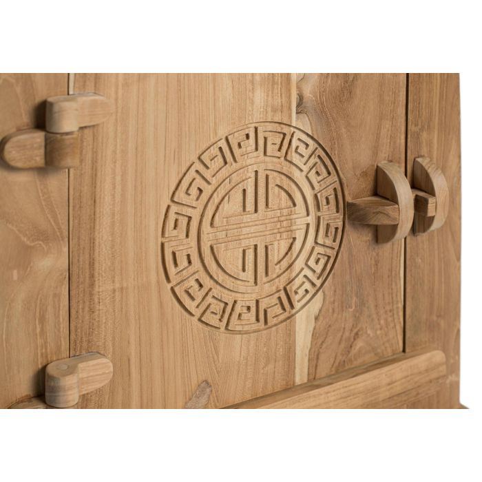 GINER Y COLOMER - Table de chevet en bois massif de teck - 60 cm de haut - 1 tiroir et 1 porte - Design artisanal oriental - 54x37 cm GINER Y COLOMER - Table de chevet en bois massif de teck - 60 cm de haut - 1 tiroir et 1 porte - Design artisanal oriental - 54x37 cm