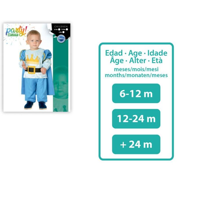 Déguisement Prince Bleu Bébé Garçon, Ensemble (Cape, Chemise, Pantalon) en Polyester, 12-24 Mois