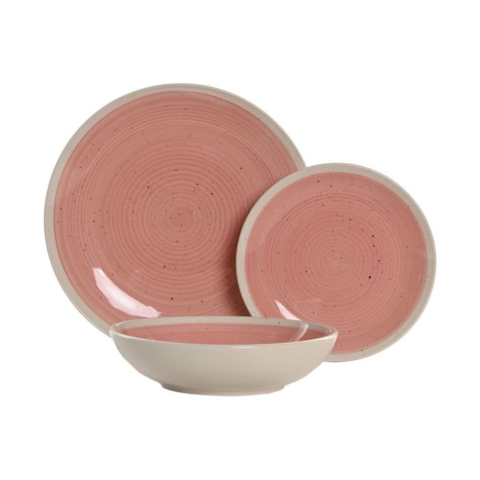 Assiettes Home ESPRIT Blanc Rose Grès 18 Pièces 2