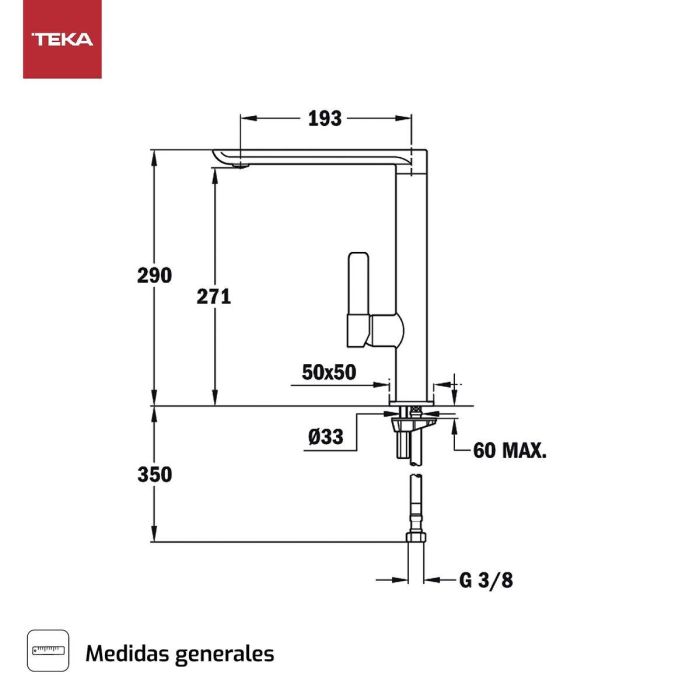 Mitigeur Teka FO 915 Argenté Métal 3 Mitigeur Teka FO 915 Argenté Métal 3