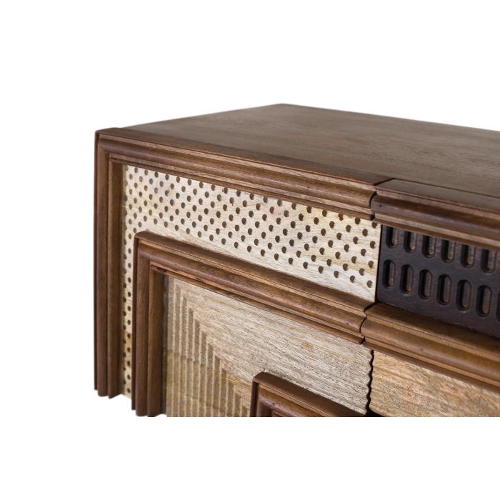 GINER Y COLOMER Meuble TV Texturiza2 - Buffet en bois de manguier avec décor géométrique, 2 portes et 3 tiroirs - Marron 4 GINER Y COLOMER Meuble TV Texturiza2 - Buffet en bois de manguier avec décor géométrique, 2 portes et 3 tiroirs - Marron 4