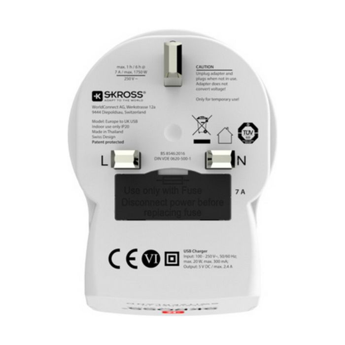 Adaptateur de courant Skross 1500280 USB x 2 Européen United Kingdom 4