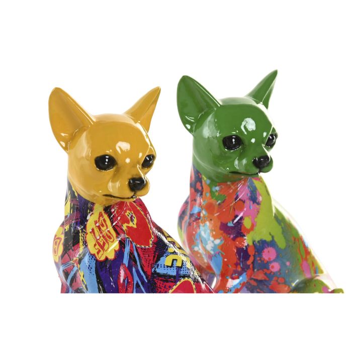 Figurine Décorative Home ESPRIT Jaune Vert Multicouleur Chien 12 x 9 x 17 cm (2 Unités) 2