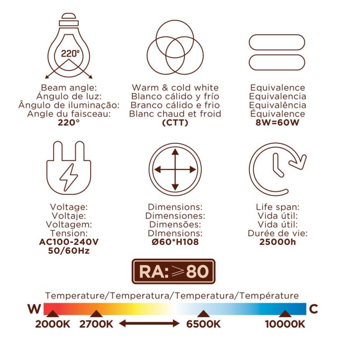 Ampoule à Puce muvit iO iO E27 2700 K 6500 K 800 lm 2