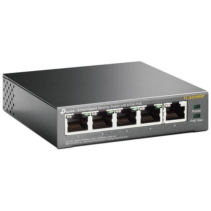 5P TP-Link SG1005P Metall mit 4 PoE-Ports 1