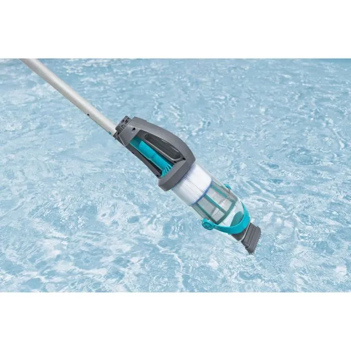 Bestway Aspirateur de piscine manuel AquaGrip™, autonomie 90 min, pour bassins jusqu'à 6,10 m de diamètre avec 2 têtes interchangeables