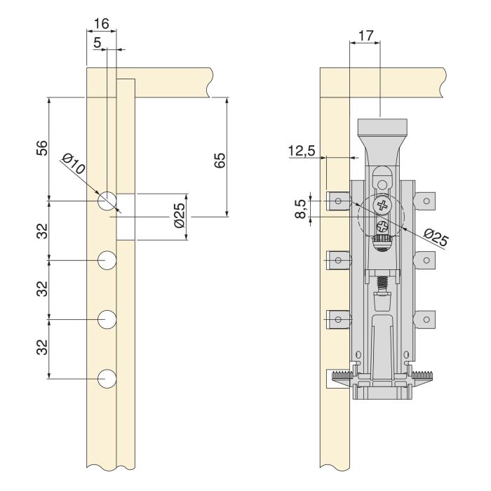Emuca Kit de ferrures de suspensions invisibles pour meubles hauts Levelup 3 avec plaque, acier, zingué 5