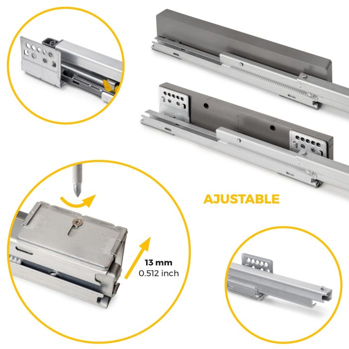 Emuca Kit tiroir en fil métallique et rack ajustable Quartz pour armoires, glissières extension totale et à fermeture douce, Module 70cm, Finition Titane 8
