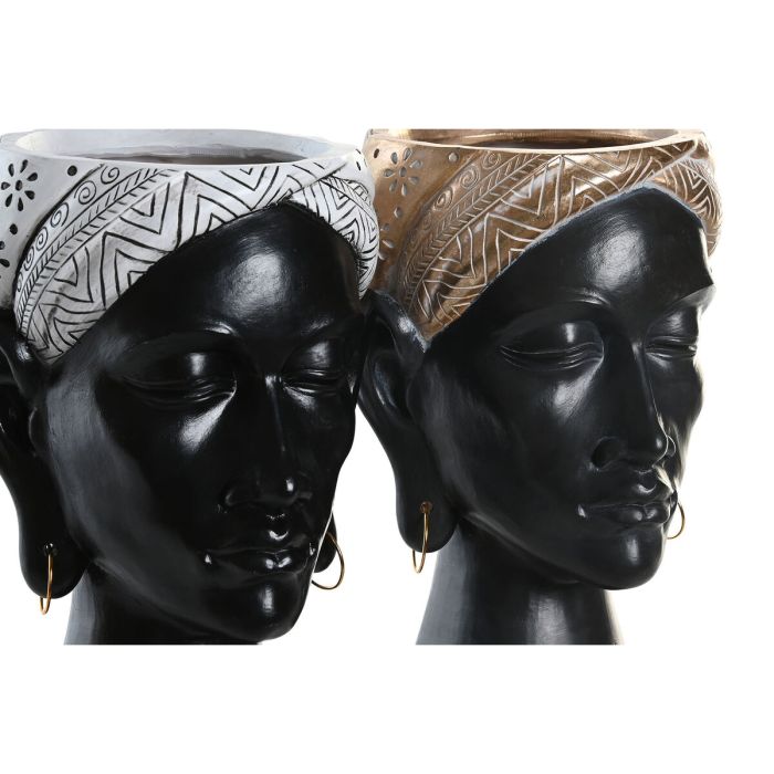 Figurine Décorative DKD Home Decor Argenté Doré Marron Résine Colonial Africaine (19,5 x 11 x 39,5 cm) (2 Unités) 3