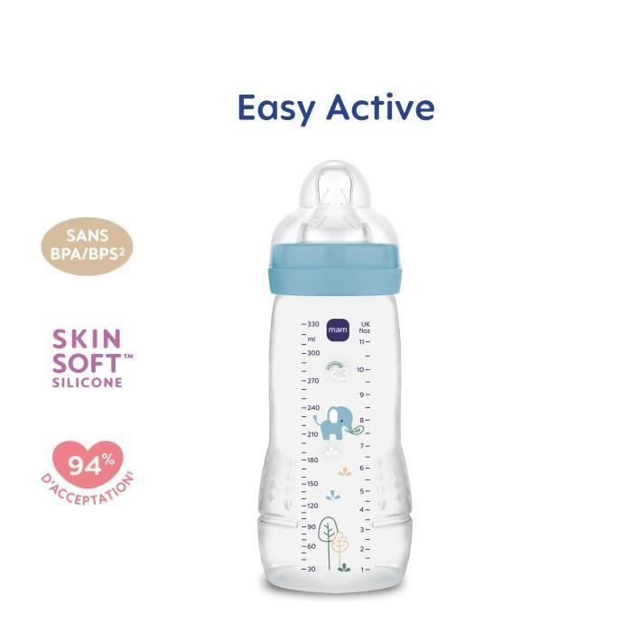 Biberon - MAM BABY - Easy Active - +6 mois - 330 ml - Tétine débit X - Ocean 1 Biberon - MAM BABY - Easy Active - +6 mois - 330 ml - Tétine débit X - Ocean 1