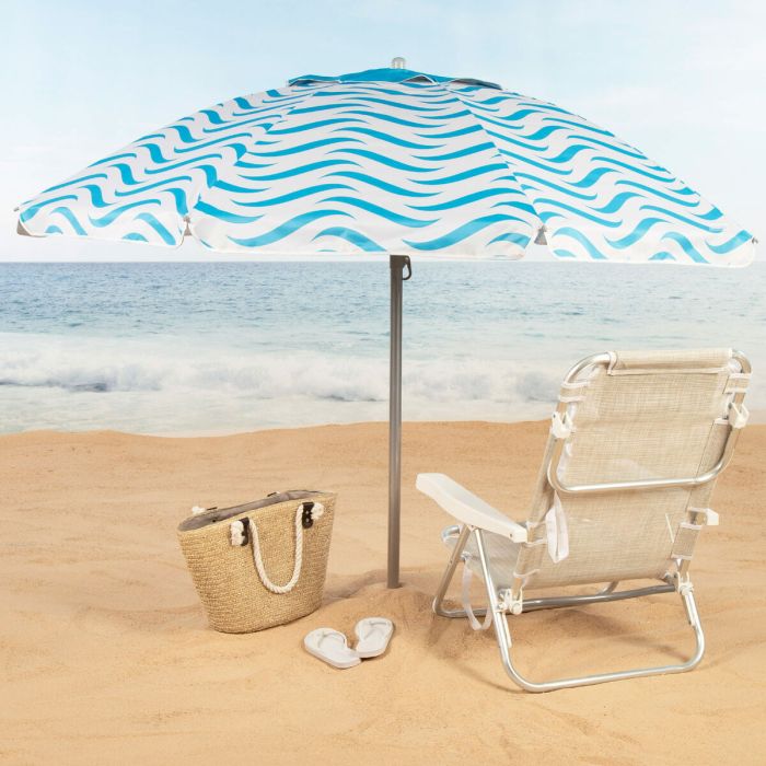 Parasol de plage Aktive Bleu Ø 220 cm 220 x 200 x 220 cm (6 Unités) 5