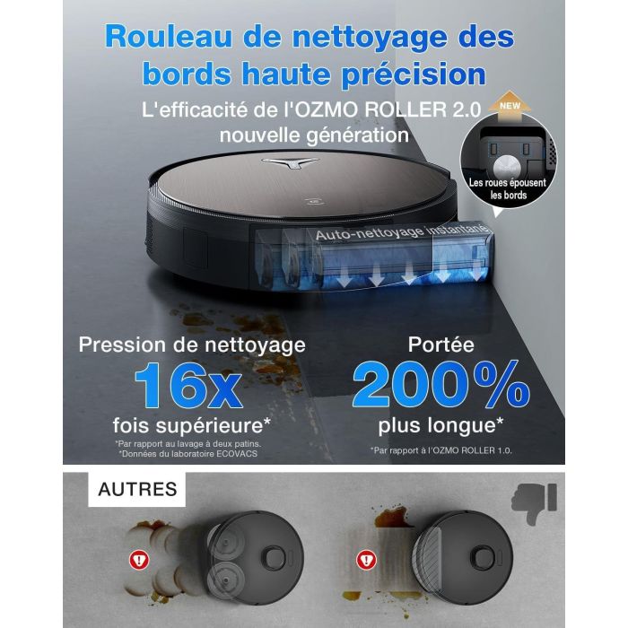 ECOVACS X11 PRO OMNI - Robot Aspirateur Laveur avec Blast - 19500 Pa - PowerBoost Ultra-Rapide - OZMO Roller 2.0 - ZeroTangle 3.0 2