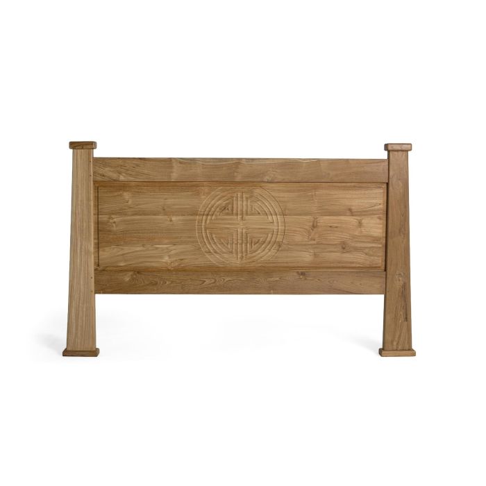 Tête de lit en bois massif de teck 180 cm, motif oriental sculpté, finition naturelle - Hauteur 110 cm - Largeur 183 cm 0 Tête de lit en bois massif de teck 180 cm, motif oriental sculpté, finition naturelle - Hauteur 110 cm - Largeur 183 cm 0