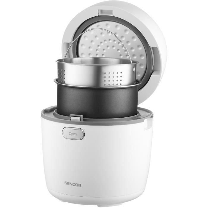 Sencor SRM 0670WH Cuiseur à Riz Blanc 0.6L 350W avec Ecran Tactile, 8 Fonctions et Programme Low Carb