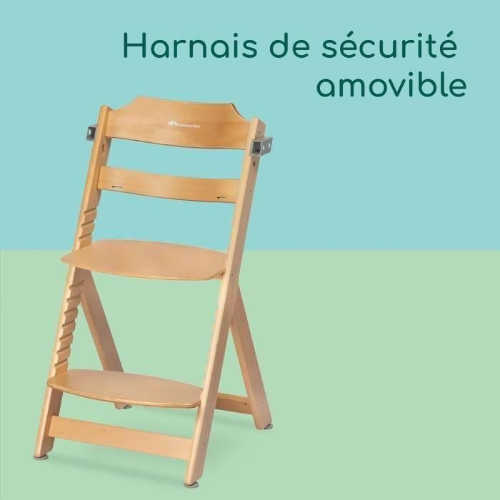 BEBECONFORT TIMBA + coussin Chaise haute bébé, Chaise bois évolutive, de 6 mois a 99 ans, Chaise Bois et coussin beige 2