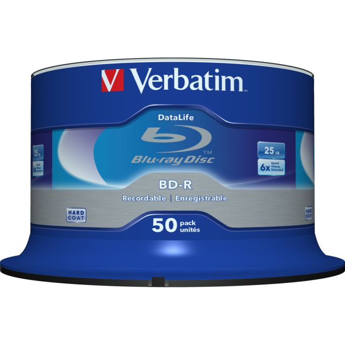Blu-Ray BD-R Verbatim Datalife 50 Unités 25 GB 6x 1