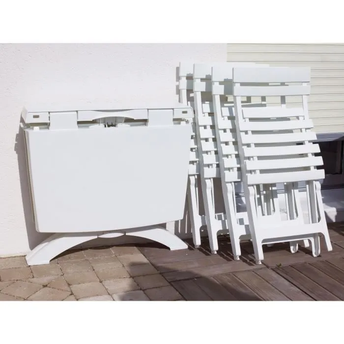 Grill Me Miami Chaise Pliante Blanche - Compacte, Résinée (42 x 50 x 80 cm), Résistante aux UV et Intempéries