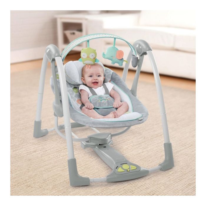 Fauteuil à Bascule Ingenuity Compact Swing - Hugs & Hoots Blanc Gris 8 Fauteuil à Bascule Ingenuity Compact Swing - Hugs & Hoots Blanc Gris 8