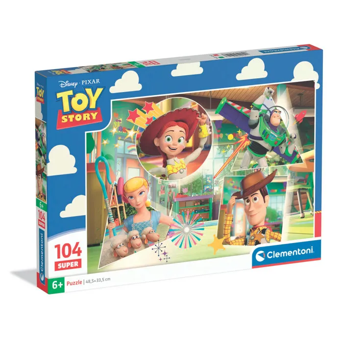 Clementoni Super - Toy Story - Puzzle enfant 104 pièces - Dimensions 48,5 x 33,5 cm - Personnages Disney Pixar Clementoni Super - Toy Story - Puzzle enfant 104 pièces - Dimensions 48,5 x 33,5 cm - Personnages Disney Pixar