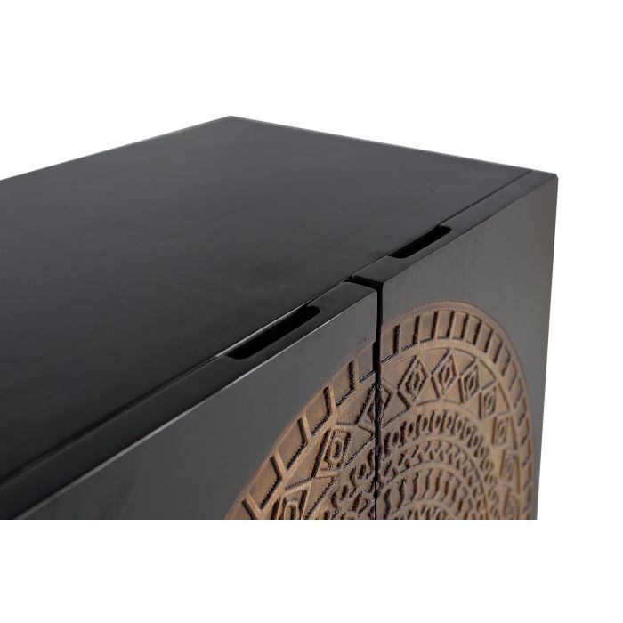 GINER Y COLOMER Buffet 4 portes en bois de manguier et métal, finition noyer vieilli, 90 x 145 x 40 cm 4